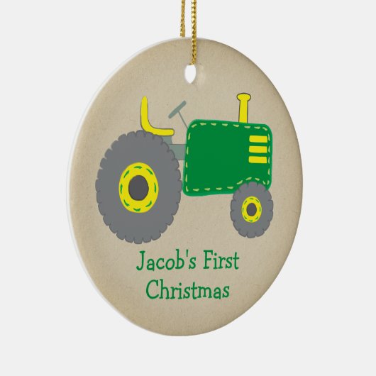かわいいグリーントラクター初めてのクリスマスクラフト写真 セラミックオーナメント (右)