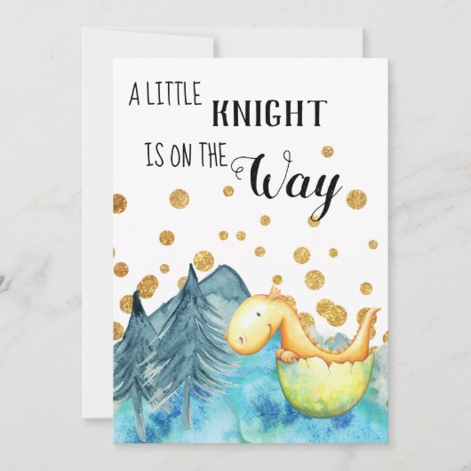 *~*かわいいグリーンドラゴンハッチング男の赤ちゃんシャワー 招待状 (正面)