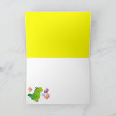 かわいいグリーンドラゴンハッピーバースデーグリーティングカード カード (内部)