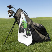 かわいいグリーンハッピーファームトラクター漫画イラストレーション ゴルフタオル (グリーン)