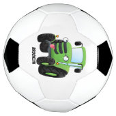 かわいいグリーンハッピーファームトラクター漫画イラストレーション サッカーボール (回転)