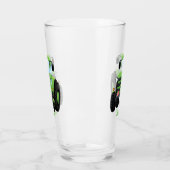 かわいいグリーンハッピーファームトラクター漫画イラストレーション タンブラーグラス (左)