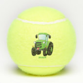 かわいいグリーンハッピーファームトラクター漫画イラストレーション テニスボール (裏面)