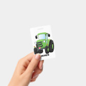 かわいいグリーンハッピーファームトラクター漫画イラストレーション バッジ (Handheld)