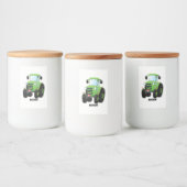 かわいいグリーンハッピーファームトラクター漫画イラストレーション フードラベル (ボトル)