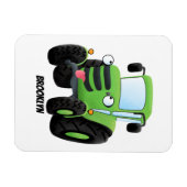 かわいいグリーンハッピーファームトラクター漫画イラストレーション マグネット (横)