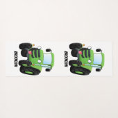 かわいいグリーンハッピーファームトラクター漫画イラストレーション ヨガマット (裏面(横))