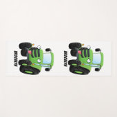 かわいいグリーンハッピーファームトラクター漫画イラストレーション ヨガマット (正面(横))