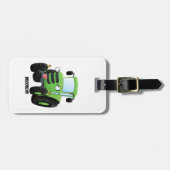 かわいいグリーンハッピーファームトラクター漫画イラストレーション ラゲッジタグ (正面横)