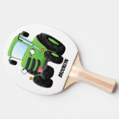 かわいいグリーンハッピーファームトラクター漫画イラストレーション 卓球ラケット (横)