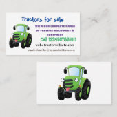 かわいいグリーンハッピーファームトラクター漫画イラストレーション 名刺 (正面/裏面)