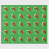 かわいいグリーンハリネズミMerry Christmasラッピング紙 ラッピングペーパー (フラット)