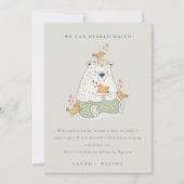 かわいいグリーンハートベアリー待機ベビー発表 サンキューカード (正面)