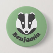 かわいいグリーンバッジの名前タグ 缶バッジ (正面)