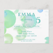 かわいいグリーンバブル子供の誕生日パーティの招待状 インビテーションポストカード (裏面)