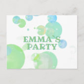 かわいいグリーンバブル子供の誕生日パーティの招待状 インビテーションポストカード (正面)