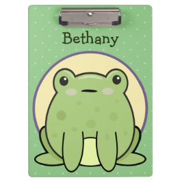 かわいいグリーンパーソナライズされたカエル クリップボード
