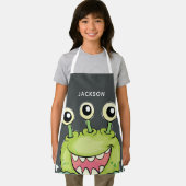 かわいいグリーンパーソナライズされたモンスター エプロン (インサイチュ)