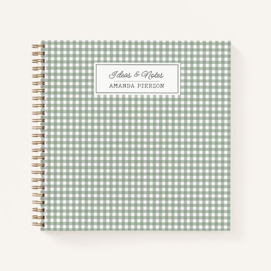 かわいいグリーンパーソナライズされた格子戸アイディア本 ノートブック (正面)