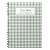 かわいいグリーンパーソナライズされた格子戸レシピ本 ノートブック (正面)