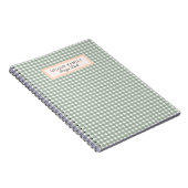 かわいいグリーンパーソナライズされた格子戸レシピ本 ノートブック (右側)