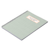 かわいいグリーンパーソナライズされた格子戸レシピ本 ノートブック (左側)