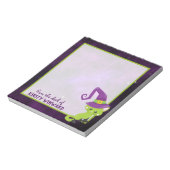 かわいいグリーンパープルハロウィーン猫 ノートパッド (回転)