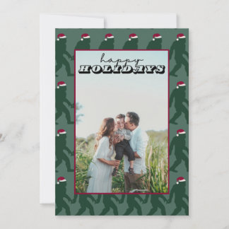 かわいいグリーンビッグフットSanta 1 Photo Christmas Card 招待状