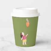 かわいいグリーンピクニック誕生日キッズ 紙コップ (正面)