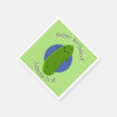 かわいいグリーンピックキュウリの漫画イラストレーション スタンダードカクテルナプキン (角)