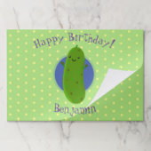 かわいいグリーンピックキュウリの漫画イラストレーション ペーパーパッド (折り畳み)