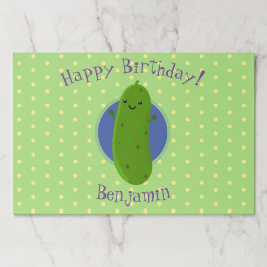 かわいいグリーンピックキュウリの漫画イラストレーション ペーパーパッド (正面)