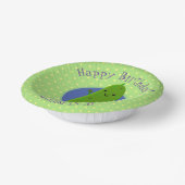 かわいいグリーンピックキュウリの漫画イラストレーション ペーパーボウル (傾斜あり)