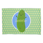 かわいいグリーンピックキュウリの漫画イラストレーション 枕カバー (正面)