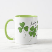 かわいいグリーンフォイルリーフクローバーパーソナライズされた マグカップ (左)