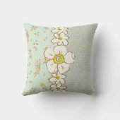 かわいいグリーンフラワーポルカドットの赤ちゃん女の子の寝室 クッション (裏面)
