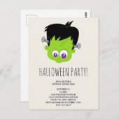 かわいいグリーンフランケンシュタインモンスターハローウィンパーティ ポストカード (正面/裏面)