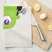 かわいいグリーンフランケンシュタインモンスター顔ハロウィーン キッチンタオル (四つ折り)