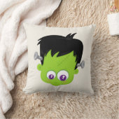 かわいいグリーンフランケンシュタインモンスター顔ハロウィーン クッション (ブランケット)