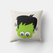 かわいいグリーンフランケンシュタインモンスター顔ハロウィーン クッション (裏面)