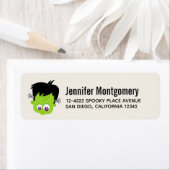 かわいいグリーンフランケンシュタインモンスター顔ハロウィーン ラベル (インサイチュ)