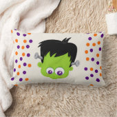 かわいいグリーンフランケンシュタインモンスター顔ハロウィーン ランバークッション (ブランケット)