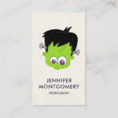 かわいいグリーンフランケンシュタインモンスター顔ハロウィーン 名刺 (正面)