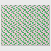 かわいいグリーンフロッグパターンピンク ラッピングペーパー (フラット)