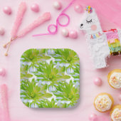 かわいいグリーンフローラグリーンフラワーグリーンデイジー ペーパープレート (パーティー)