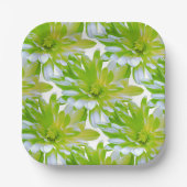 かわいいグリーンフローラグリーンフラワーグリーンデイジー ペーパープレート (正面)