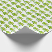 かわいいグリーンフローラグリーンフラワーグリーンデイジー ラッピングペーパー (角)