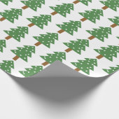 かわいいグリーンブラウンクリスマスホリデーツリーパターン ラッピングペーパー (角)