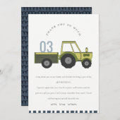 かわいいグリーンブルーファームトラクターキッズ任意の年齢誕生日 サンキューカード (正面/裏面)