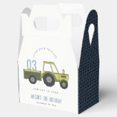 かわいいグリーンブルーファームトラクターキッズ任意の年齢誕生日 フェイバーボックス (オープン)